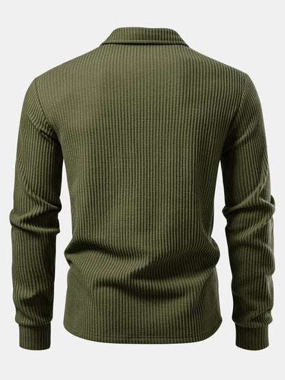 Men's Long Sleeve Waffle Polo Shirt | Casual Polo Shirts 5