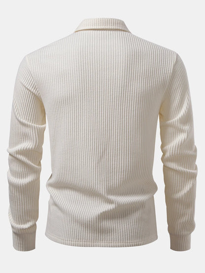 Men's Long Sleeve Waffle Polo Shirt | Casual Polo Shirts 6