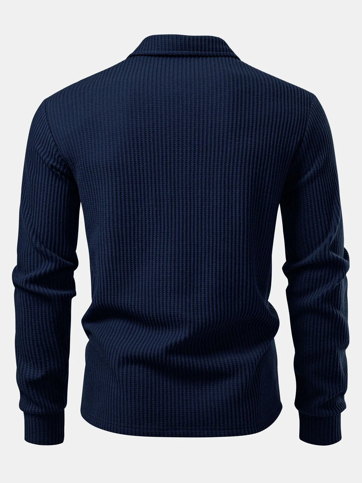 Men's Long Sleeve Waffle Polo Shirt | Casual Polo Shirts 7