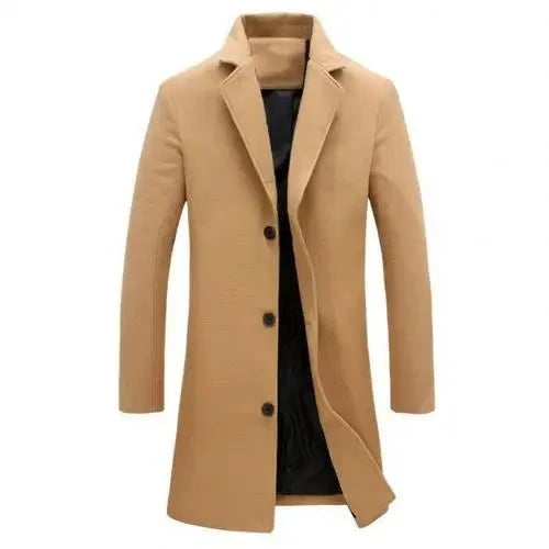 Men's Long Winter Coat | Tailored Single-Breasted Overcoat 1