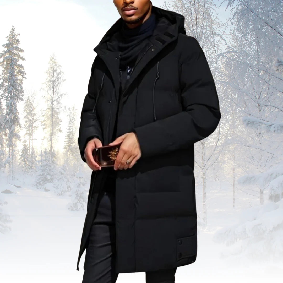 Men's Longline Hooded Puffer Jacket | Insulated Winter Coat 1