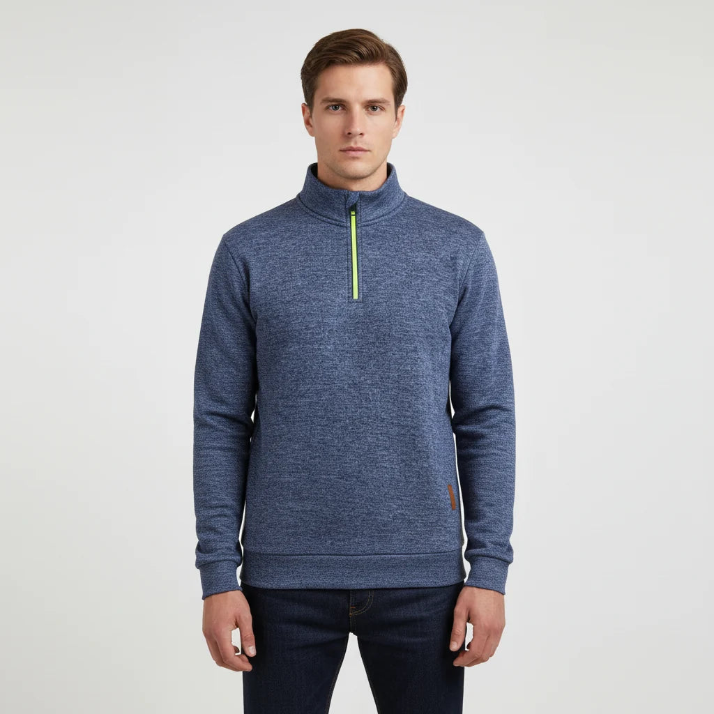Men's Marled Quarter Zip Sweater | Stylish Funnel Neck Sweater 0