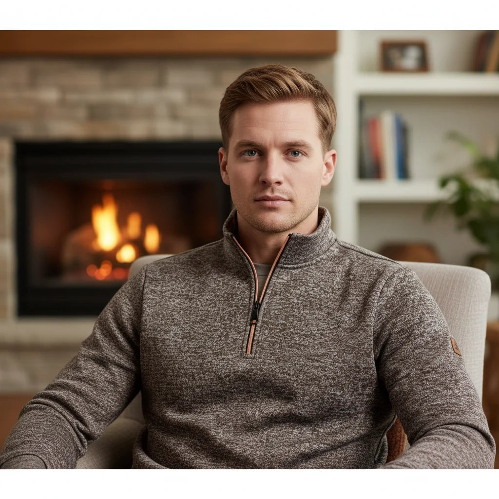 Men's Marled Quarter Zip Sweater | Stylish Funnel Neck Sweater 8
