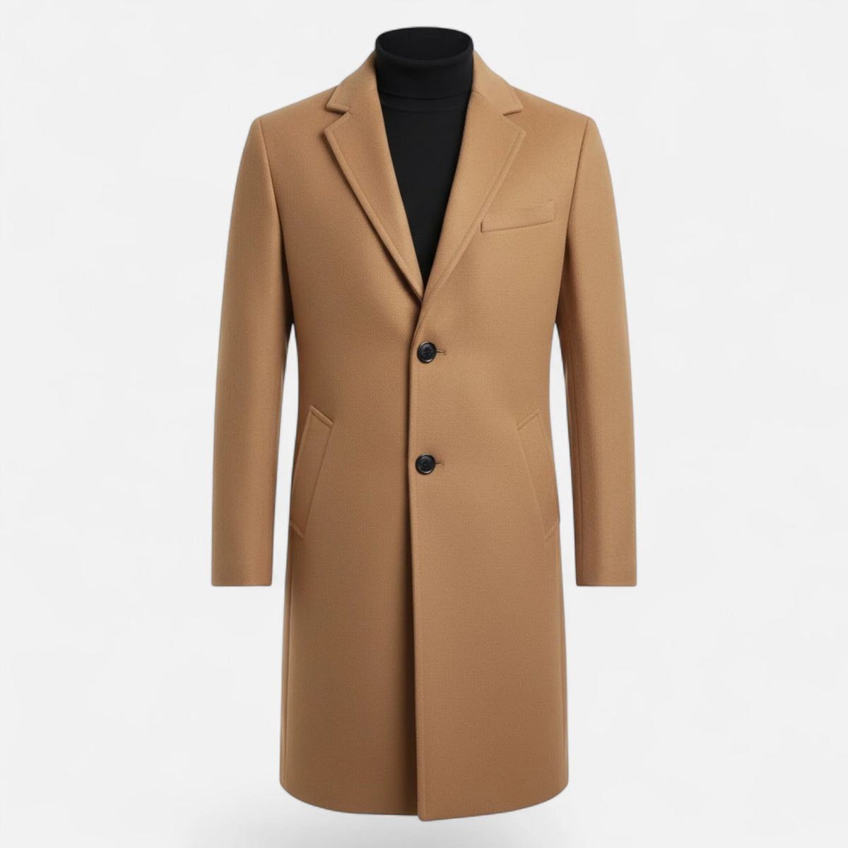 Men's Mid-Length Wool Trench Coat | Men's Overcoat 0
