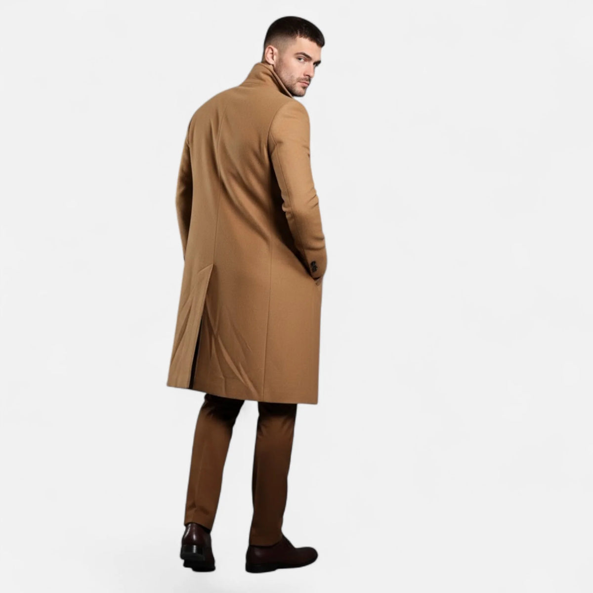 Men's Mid-Length Wool Trench Coat | Men's Overcoat 2
