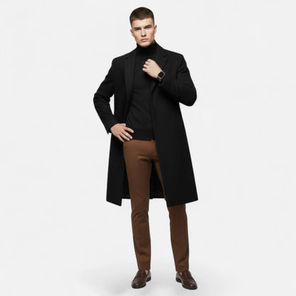 Men's Mid-Length Wool Trench Coat | Men's Overcoat 4