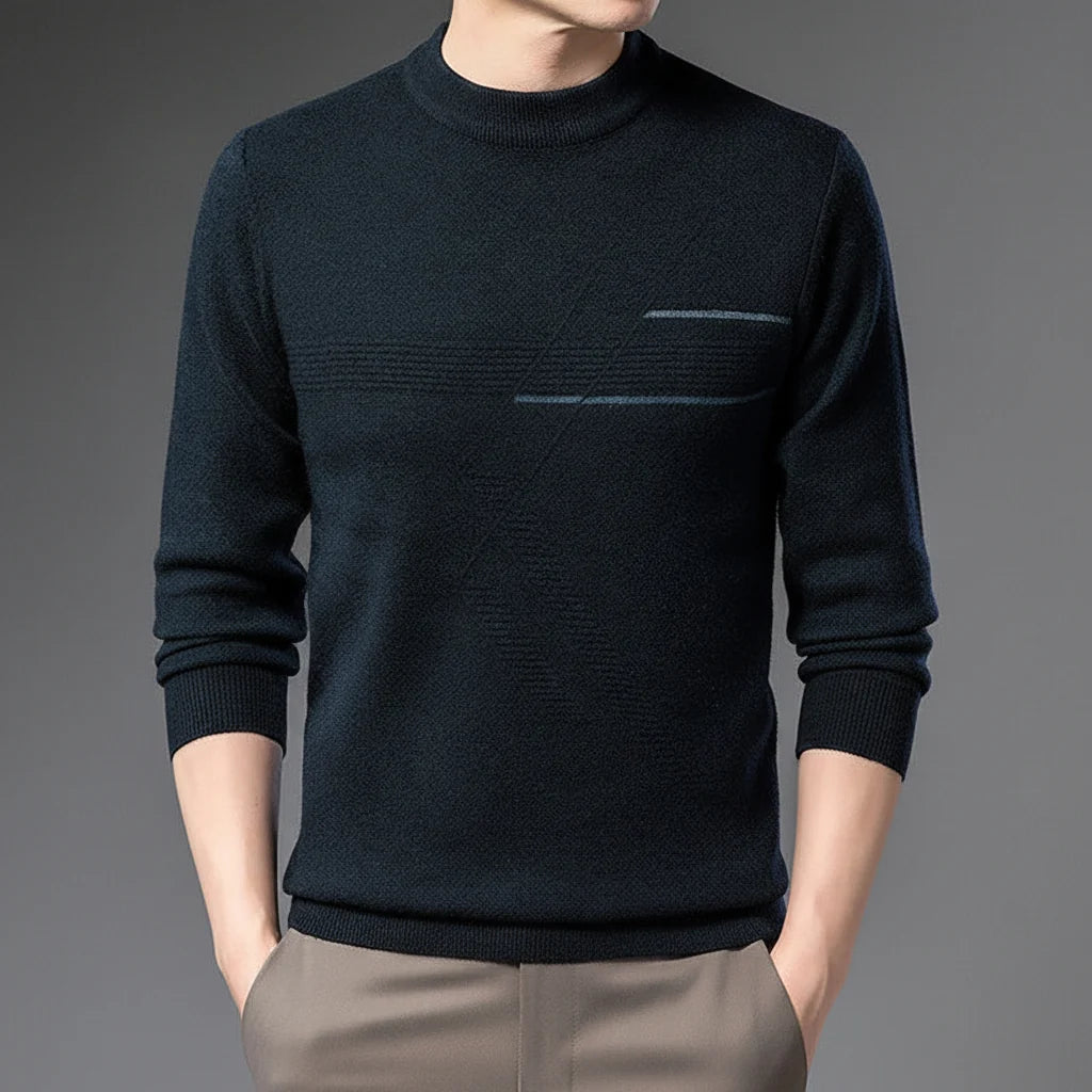 Men's Mock-Neck Knit Sweater | Long Sleeve Autumn Winter 0