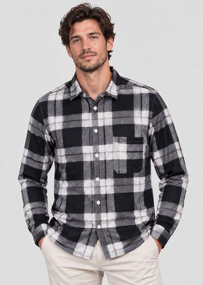 Men's Plaid Flannel Shirt | Button-Up Overshirt Casual Fit 1