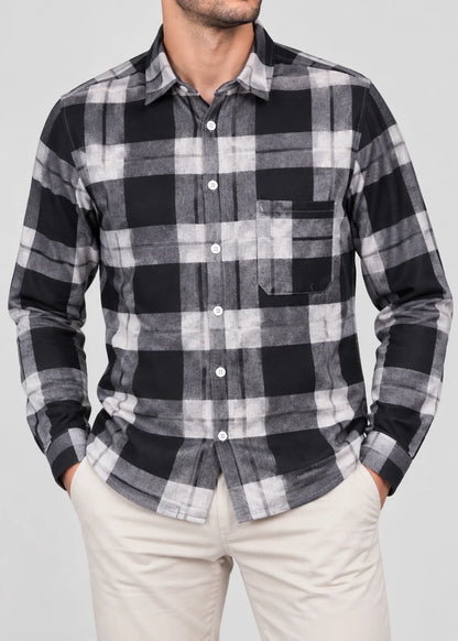 Men's Plaid Flannel Shirt | Button-Up Overshirt Casual Fit 2