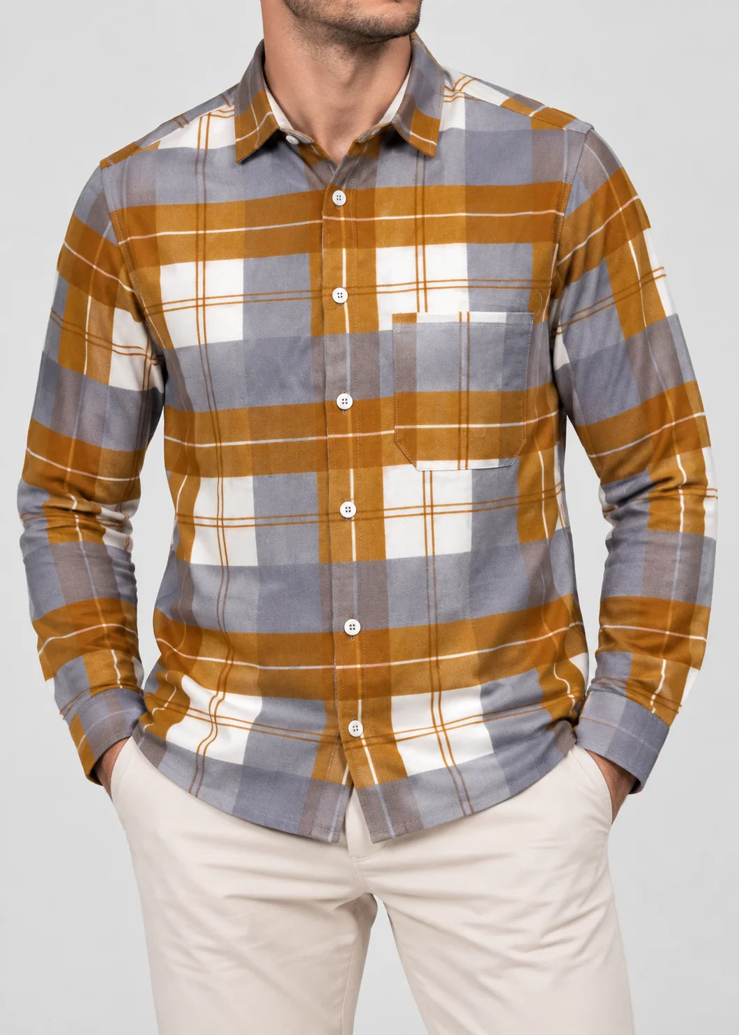 Men's Plaid Flannel Shirt | Button-Up Overshirt Casual Fit 8