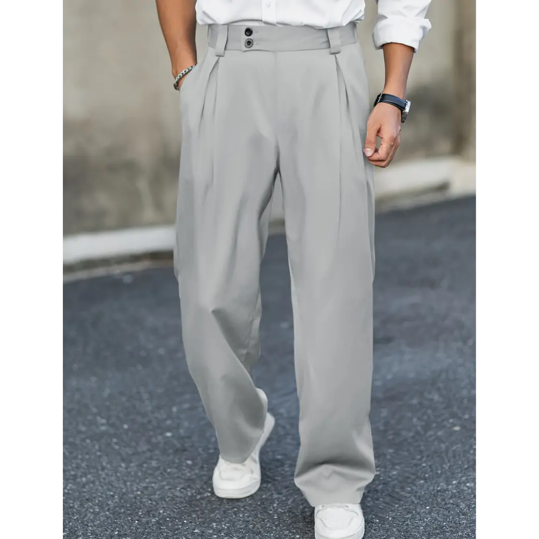 Men's Pleated Wide-Leg Trousers | Relaxed Tailored Pants 1