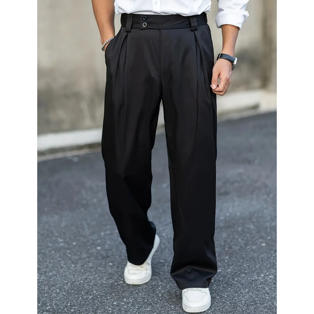 Men's Pleated Wide-Leg Trousers | Relaxed Tailored Pants 2