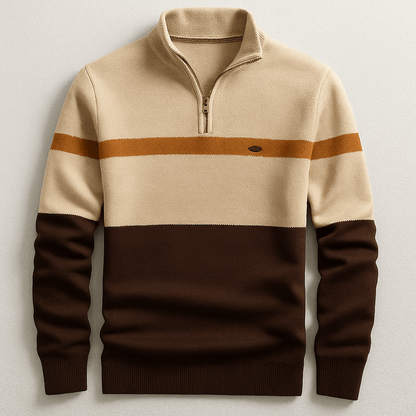 Men's Quarter-Zip Color-Block Sweater Knit Pullover 3