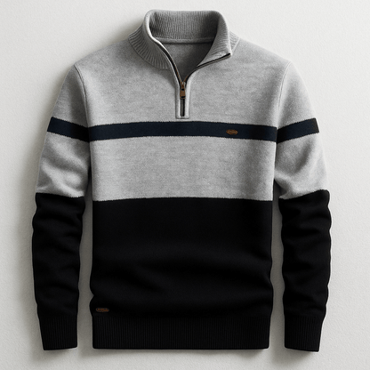 Men's Quarter-Zip Color-Block Sweater Knit Pullover 4