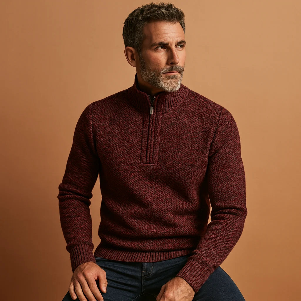 Men's Quarter-Zip Sweater | Lightweight Knitted Layering Top 2
