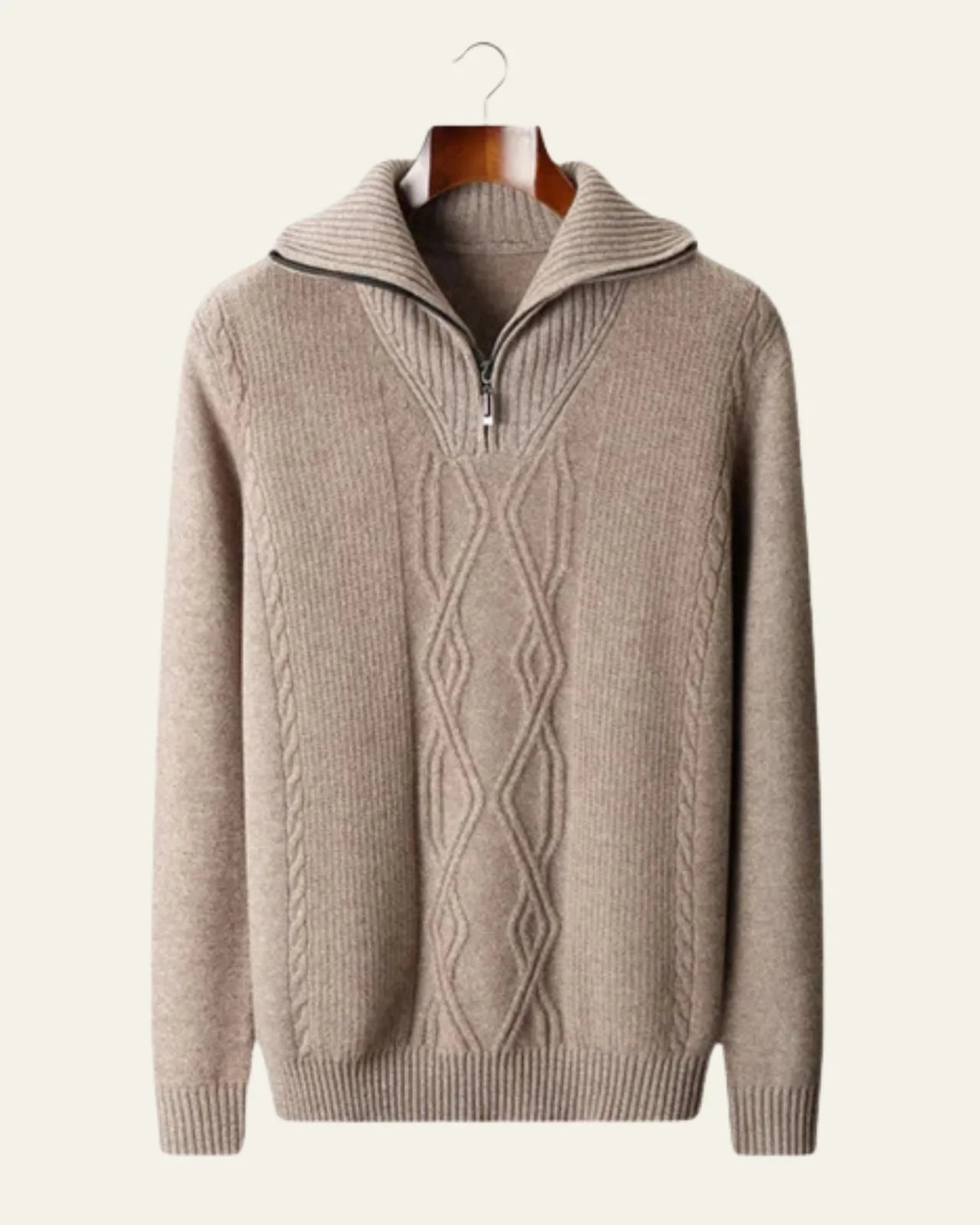 Men's Quarter Zip Cable Knit Sweater | High Collar Fashion Sweater 0