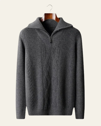 Men's Quarter Zip Cable Knit Sweater | High Collar Fashion Sweater 1