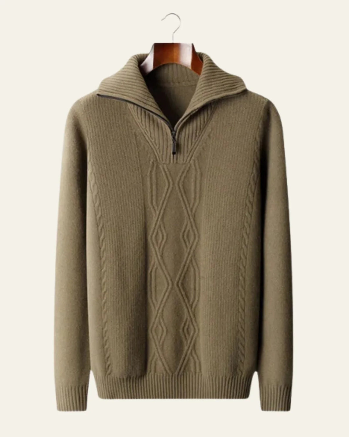Men's Quarter Zip Cable Knit Sweater | High Collar Fashion Sweater 2