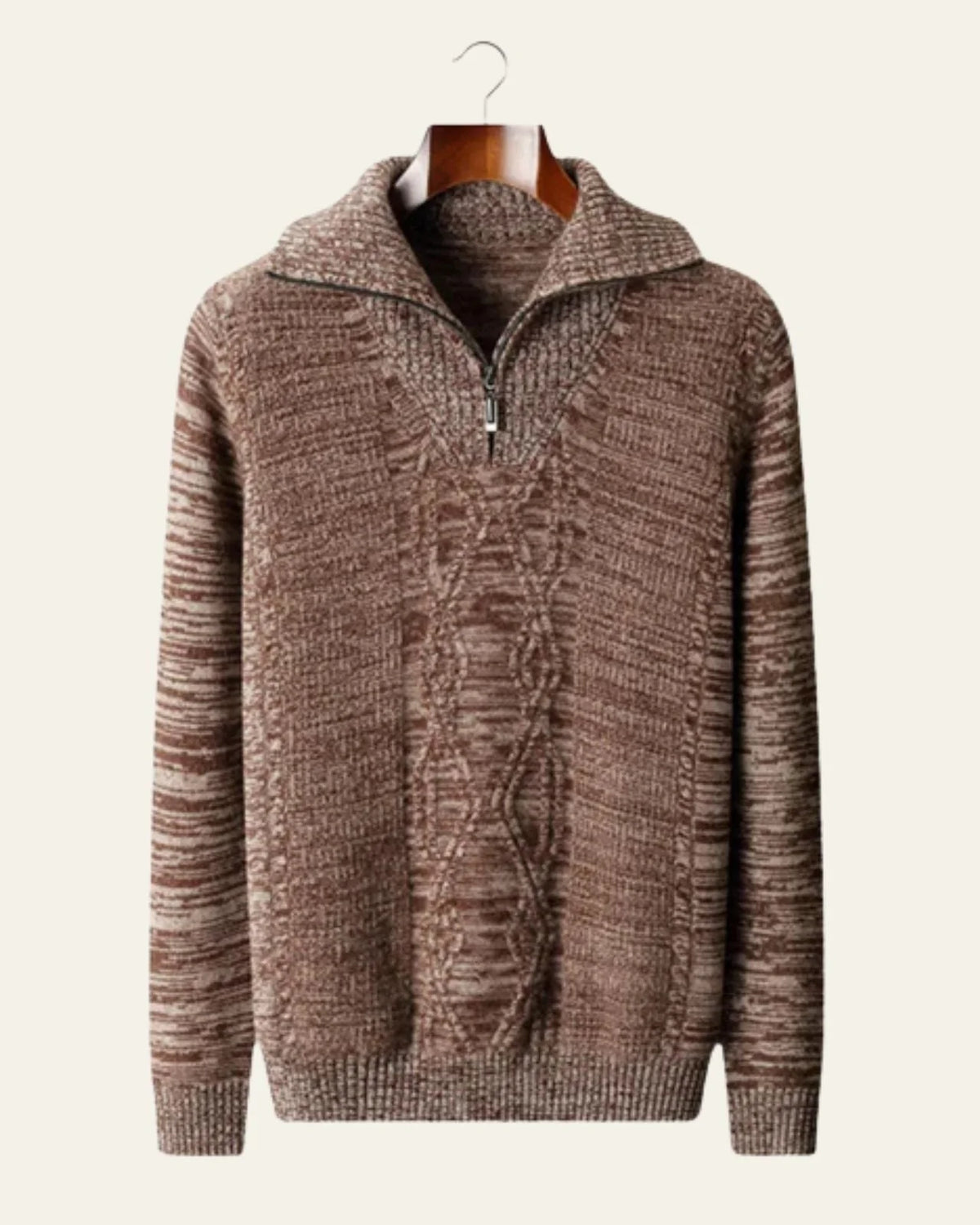 Men's Quarter Zip Cable Knit Sweater | High Collar Fashion Sweater 3
