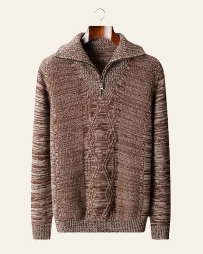 Men's Quarter Zip Cable Knit Sweater | High Collar Fashion Sweater 3