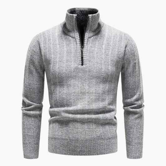 Men's Quarter Zip Sweater | Casual Ribbed Knit Jumper 0