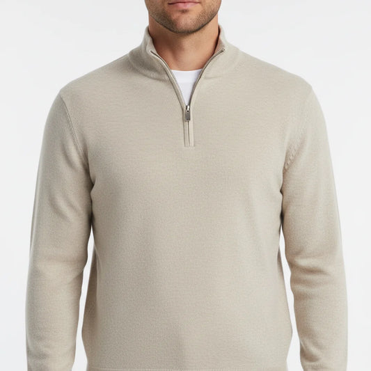 Men's Quarter Zip Sweater | Fine Knit Ribbed Collar 0