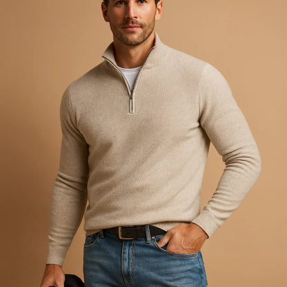 Men's Quarter Zip Sweater | High Collar Knit Pullover 1