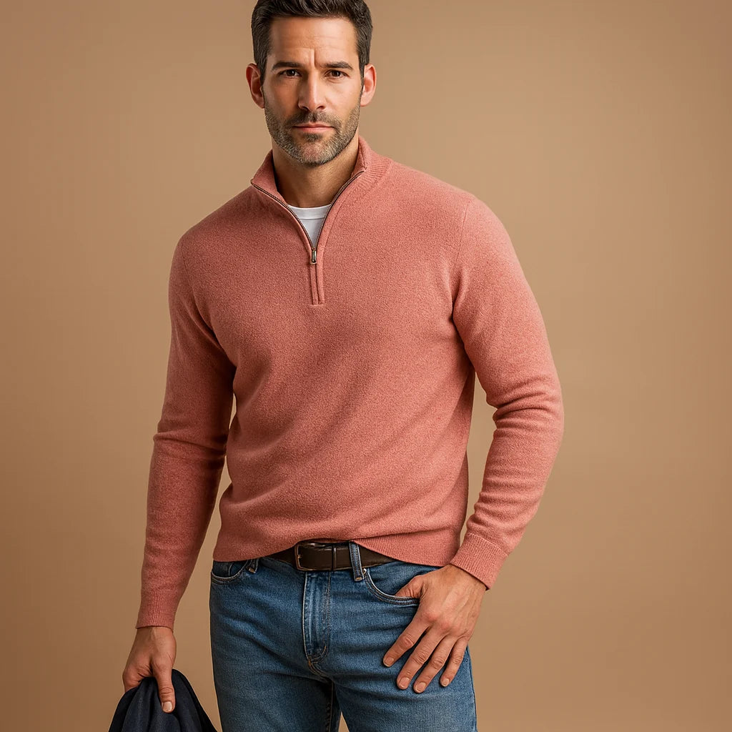 Men's Quarter Zip Sweater | High Collar Knit Pullover 3