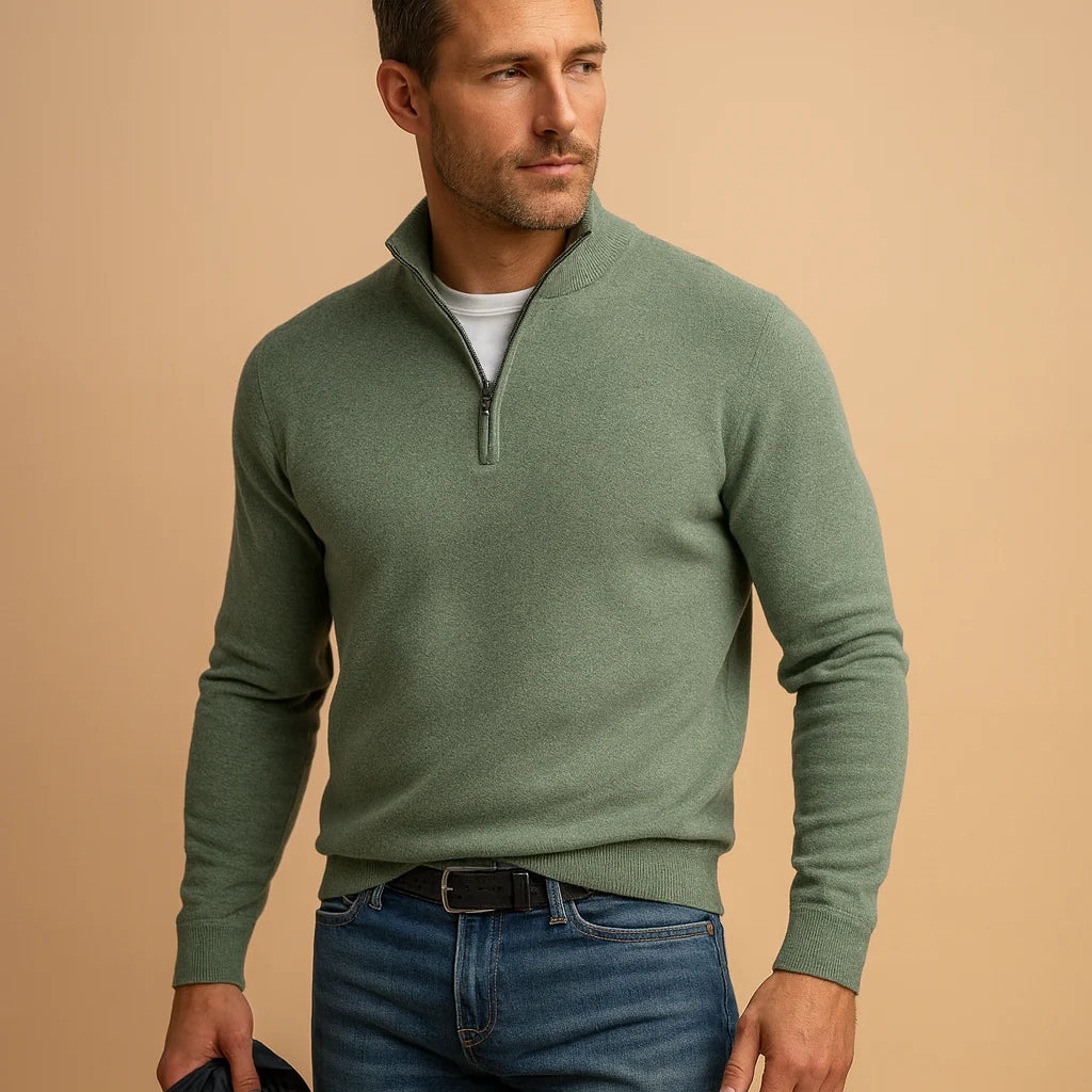 Men's Quarter Zip Sweater | High Collar Knit Pullover 4
