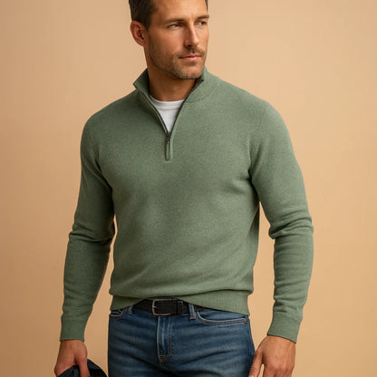 Men's Quarter Zip Sweater | High Collar Knit Pullover 4