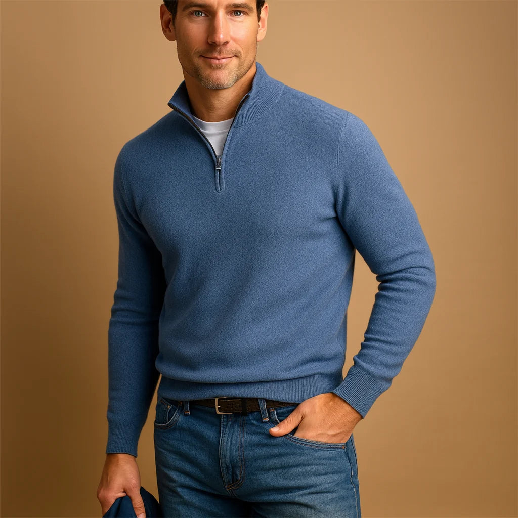Men's Quarter Zip Sweater | High Collar Knit Pullover 5