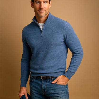 Men's Quarter Zip Sweater | High Collar Knit Pullover 5