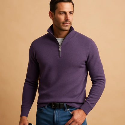 Men's Quarter Zip Sweater | High Collar Knit Pullover 6