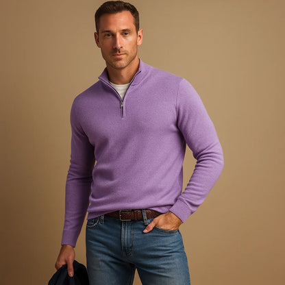 Men's Quarter Zip Sweater | High Collar Knit Pullover 7