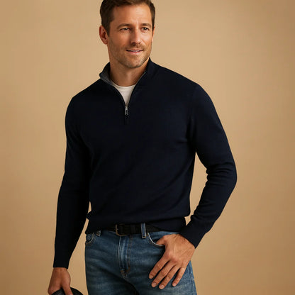 Men's Quarter Zip Sweater | High Collar Knit Pullover 8