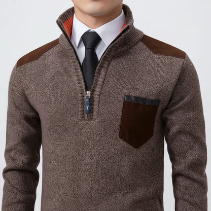 Men's Quarter Zip Sweater with Chest Pocket | Stylish Knit Top 2