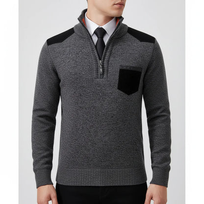 Men's Quarter Zip Sweater with Chest Pocket | Stylish Knit Top 3