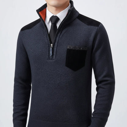 Men's Quarter Zip Sweater with Chest Pocket | Stylish Knit Top 5