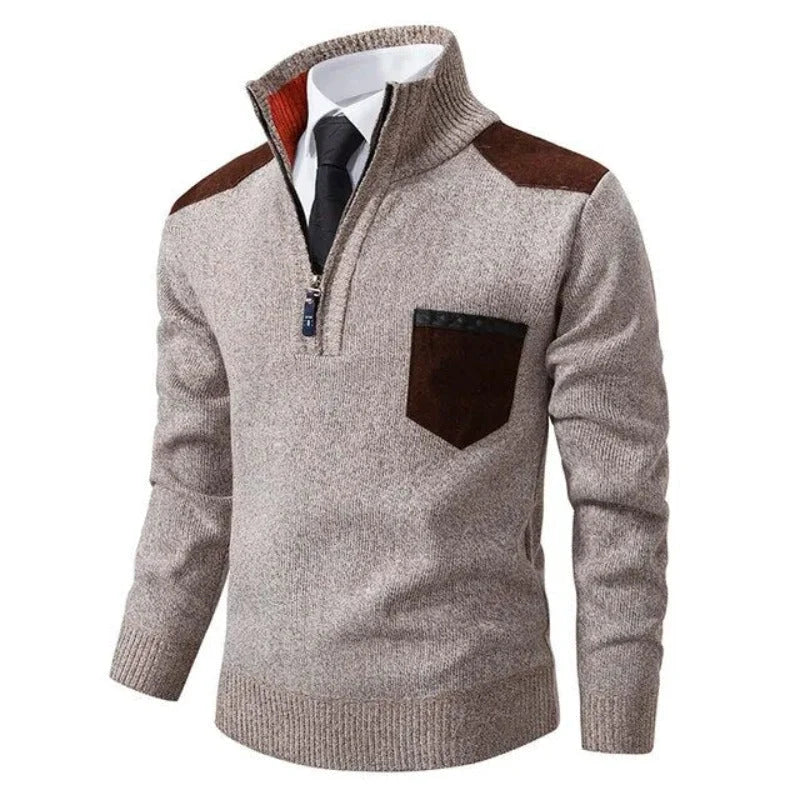 Men's Quarter Zip Sweater with Chest Pocket | Stylish Knit Top 6