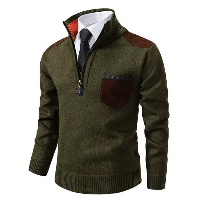 Men's Quarter Zip Sweater with Chest Pocket | Stylish Knit Top 7