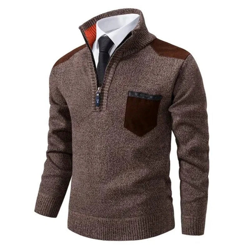 Men's Quarter Zip Sweater with Chest Pocket | Stylish Knit Top 8
