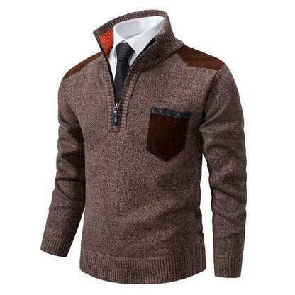 Men's Quarter Zip Sweater with Chest Pocket | Stylish Knit Top 8