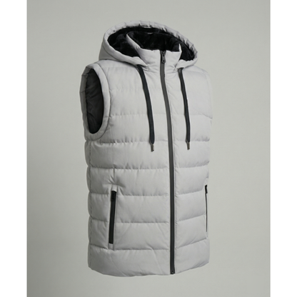 Men's Quilted Hooded Puffer Vest | Fleece-Lined Sleeveless Bodywarmer 0