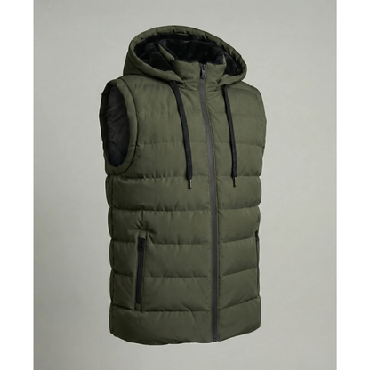Men's Quilted Hooded Puffer Vest | Fleece-Lined Sleeveless Bodywarmer 3