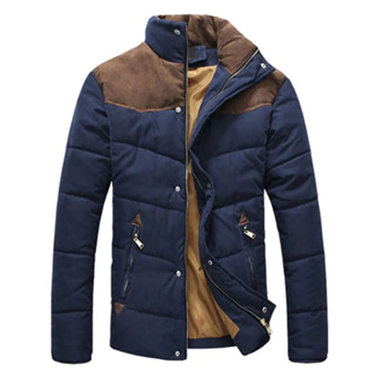 Men's Quilted Winter Jacket Contrast Panel 0