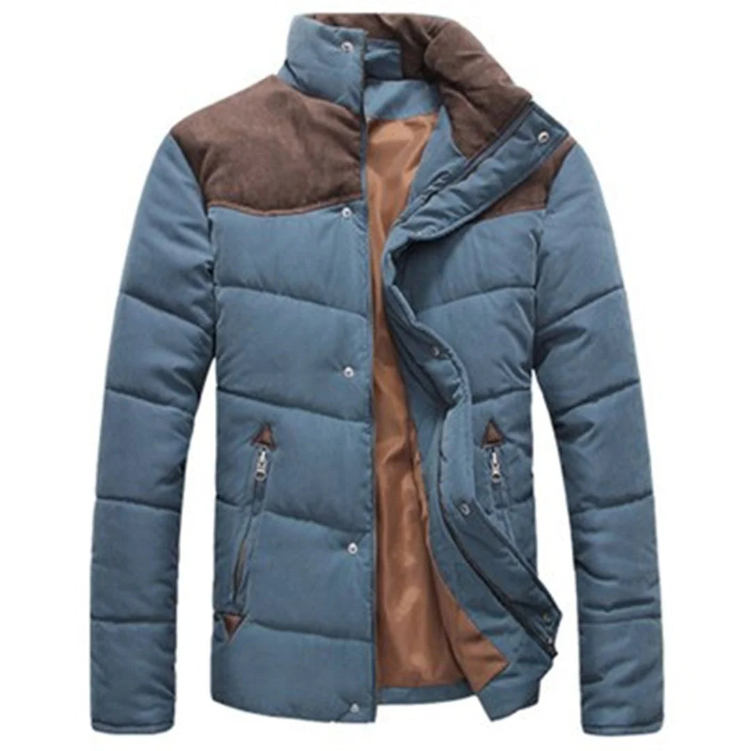 Men's Quilted Winter Jacket Contrast Panel 1