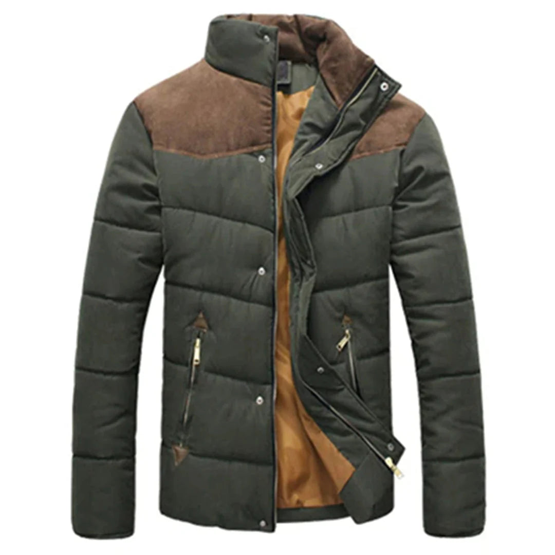 Men's Quilted Winter Jacket Contrast Panel 2