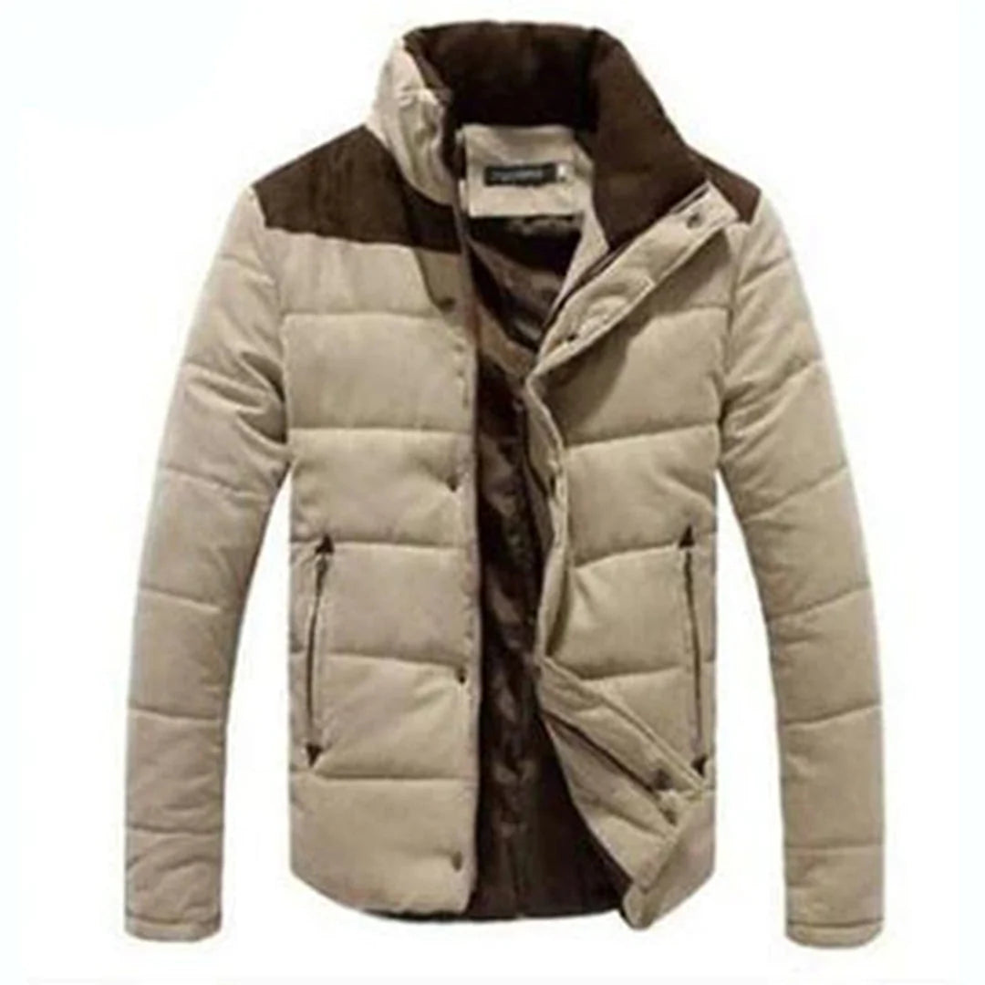 Men's Quilted Winter Jacket Contrast Panel 3