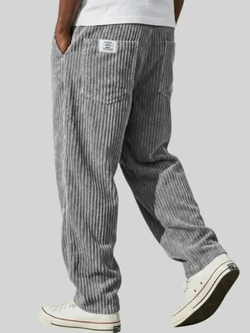 Men's Relaxed Fit Corduroy Trousers with Drawstring Waist 0