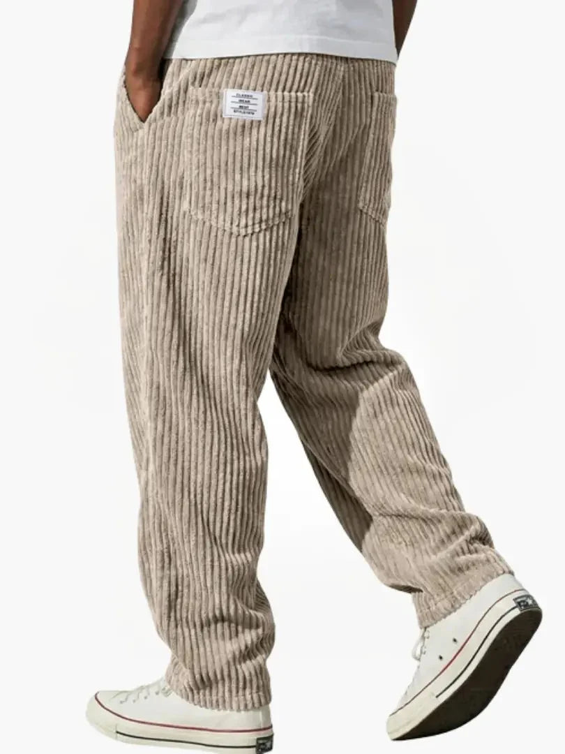 Men's Relaxed Fit Corduroy Trousers with Drawstring Waist 1